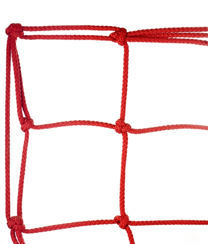 Polyester climbing net, hand-knotted